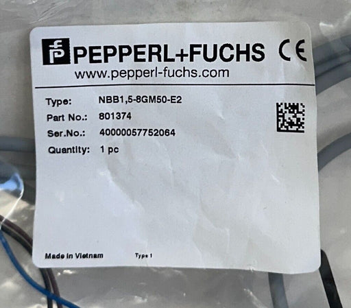 PEPPERL+FUCHS NBB1,5-8GM50-E2 / 801374 INDUCTIVE PROXIMITY SENSOR 10-30VDC NSMP