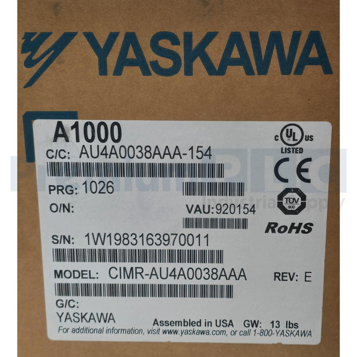 MAGNETEK YASKAWA 4031-VG+S4 IMPULSE VG+ SERIES 4 VFD 460V 20HP CIMR-AU4A0038AAA