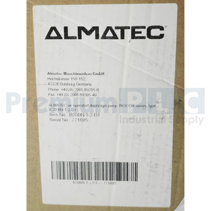 ALMATEC B20BN-T-2-D1 BIOCOR B20 SANITARY DOUBLE DIAPHRAGM PUMP 1" TC 316L NSMP