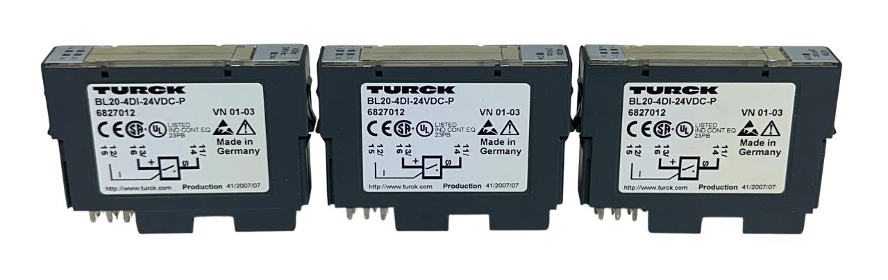 3 TURCK BL20-4DI-24VDC-P / 6827012 DIGITAL INPUT MODULES 24VDC 4DIp USNP