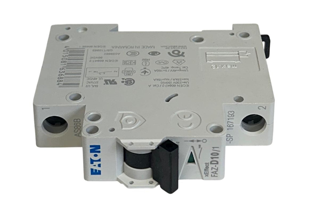3 EATON FAZ-D10/1-SP / FAZD101SP MINI CIRCUIT BREAKERS 10A 15kA 1P 167193 NSMP