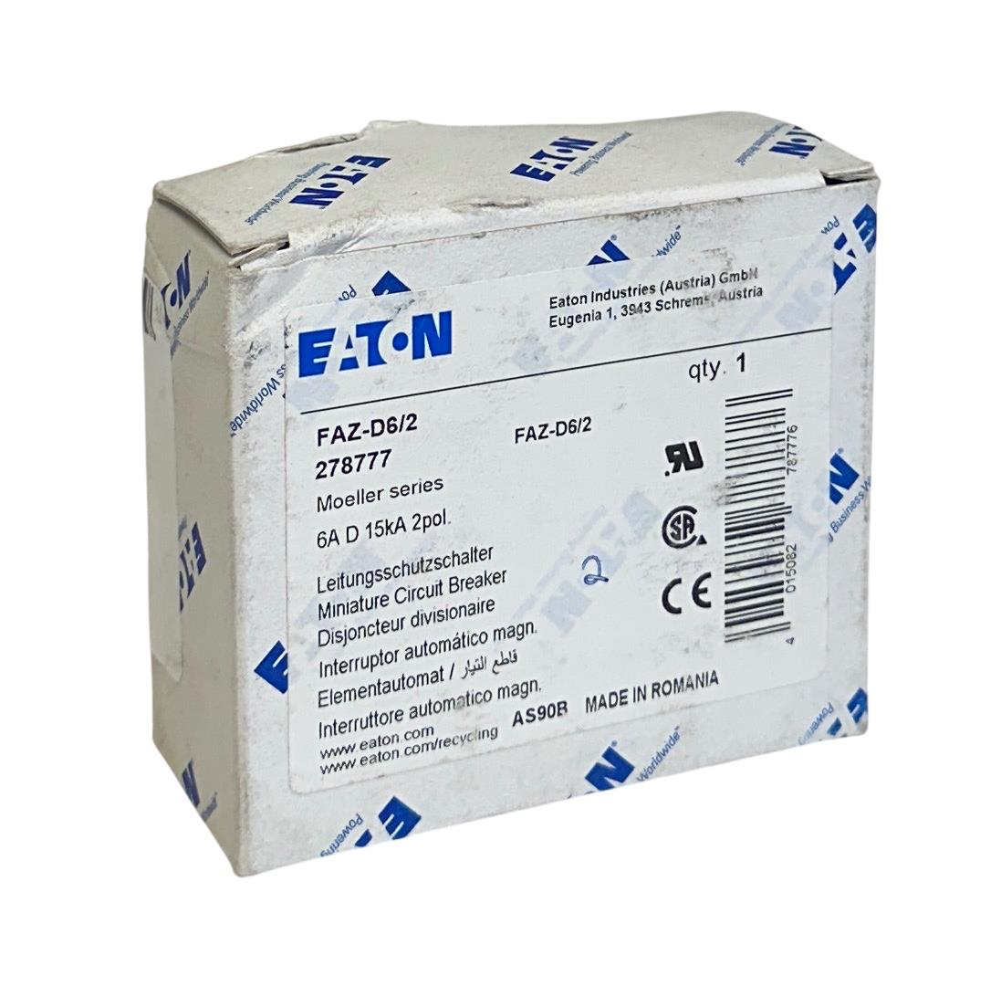 EATON FAZ-D6/2 / 278777 MOELLER SERIES CIRCUIT BREAKER 6A 15kA 2-POLE NSMP