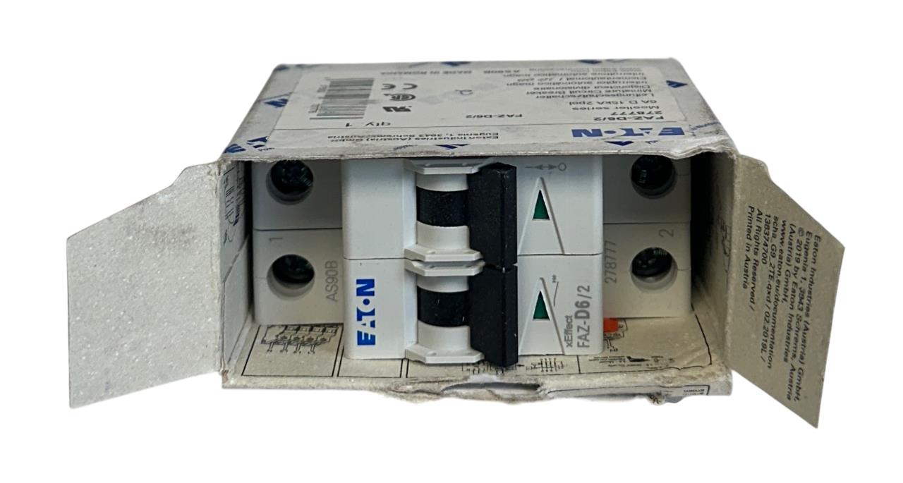 EATON FAZ-D6/2 / 278777 MOELLER SERIES CIRCUIT BREAKER 6A 15kA 2-POLE NSMP
