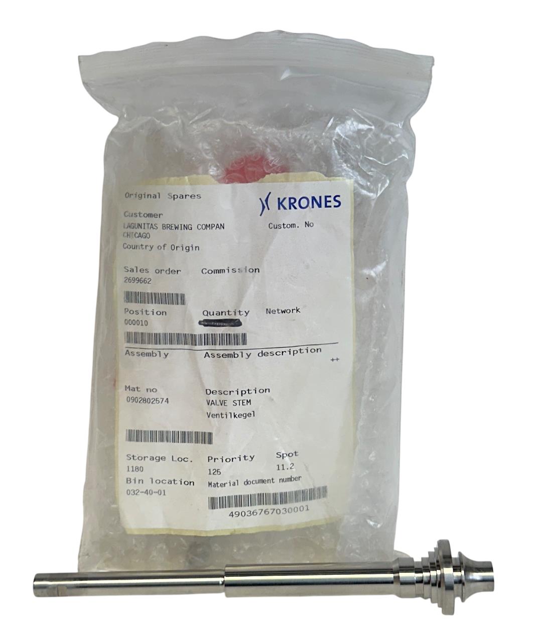 KRONES 0902802574 VALVE STEM OEM SPARE PART STAINLESS NSNP — PremiumPLC