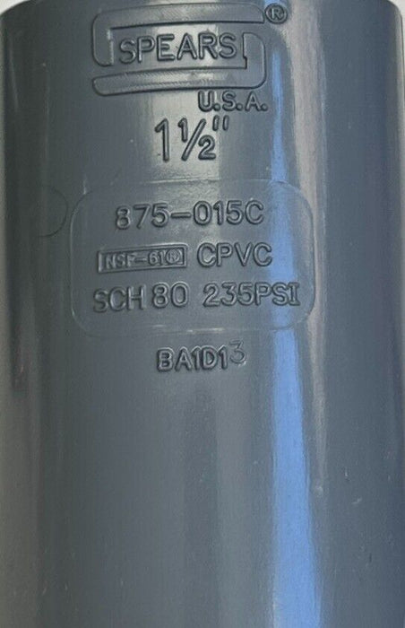 4 SPEARS 875-015C / 875015C CPVC STANDARD WYE SOCKETS SCH80 1-1/2'' NSNP
