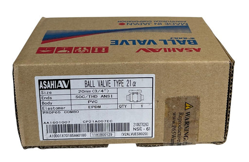 ASAHI AV PROP65 COMBO BALL VALVE TYPE 21 20mm 3/4'' SOC/THD PVC EPDM NSFS