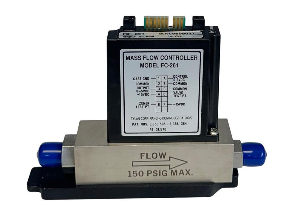 TYLAN FC-261 / FC261 MASS FLOW CONTROLLER 7SLPM GAS O2 150PSIG USNP