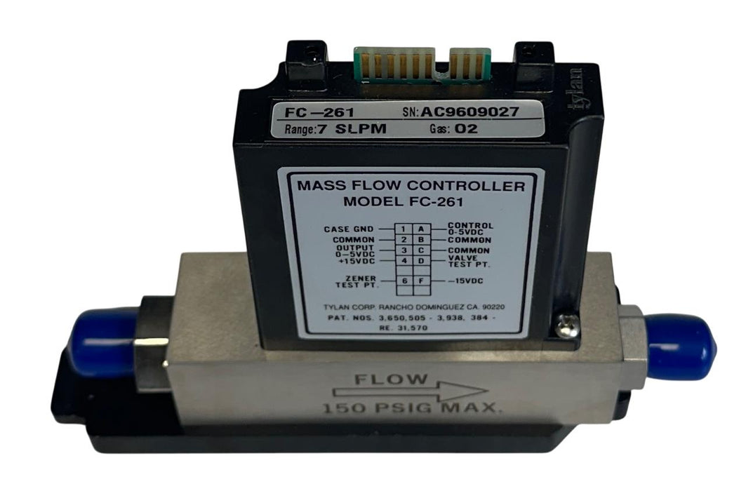 TYLAN FC-261 / FC261 MASS FLOW CONTROLLER 7SLPM GAS O2 150PSIG USNP
