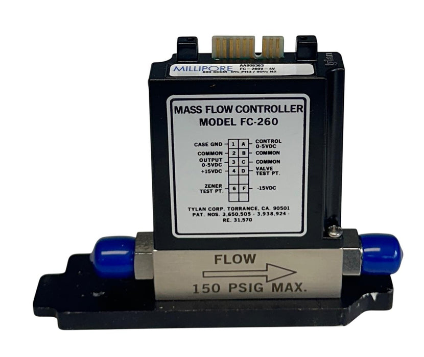 MILLIPORE FC-260V-4V / FC-260 Tylan 260 SERIES MASS FLOW CONTROLLER 600SCCM USNP
