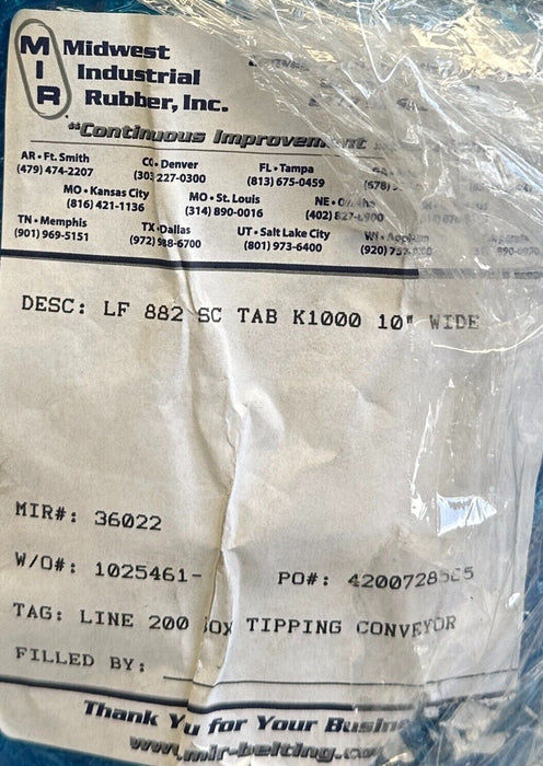 MIDWEST INDUSTRIAL RUBBER LF882SCTAB-K1000 TableTop CHAIN 10'' WIDE 10FT NSNP