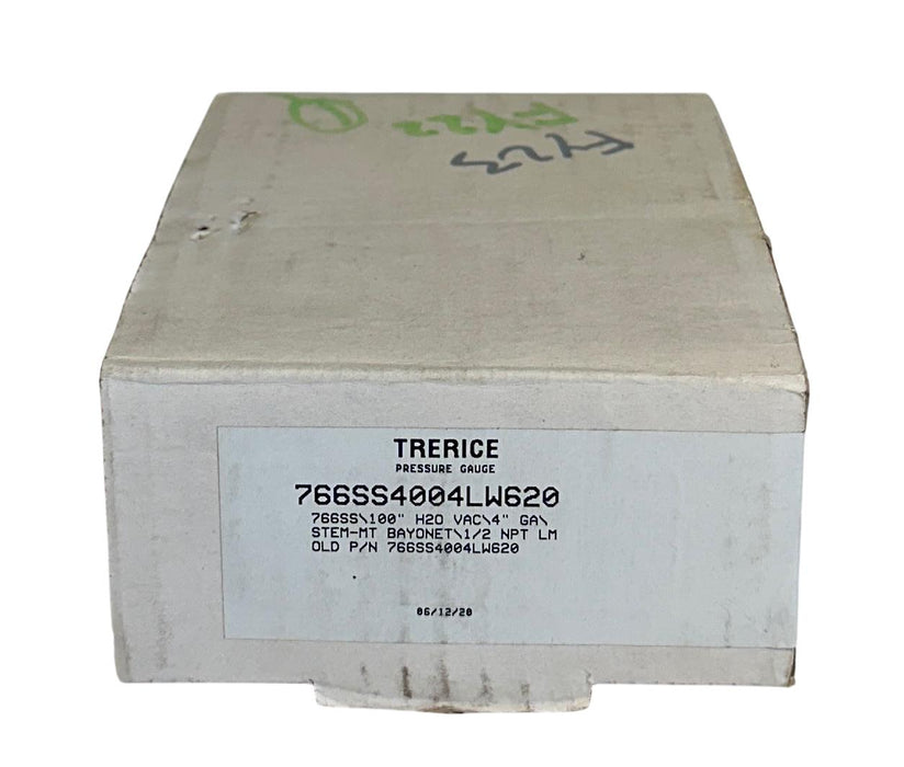 TRERICE 766SS4004LW620 / 766SS VACUUM GAUGE 0-100'' H2O VAC 4'' GAUGE SS NSMP