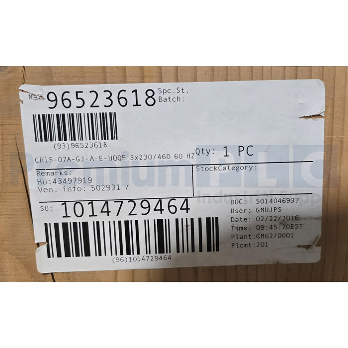 GRUNDFOS CR15-07 CENTRIFUGAL PUMP W/15HP MOTOR CR15-07A-GJ-A-E-HQQE 96523618 NEW