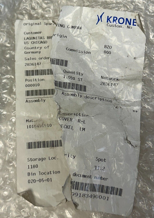 KRONES 4.018.45.191.0 / 1018451910 OEM COVER R-L ELESA 4018451910 NSMP