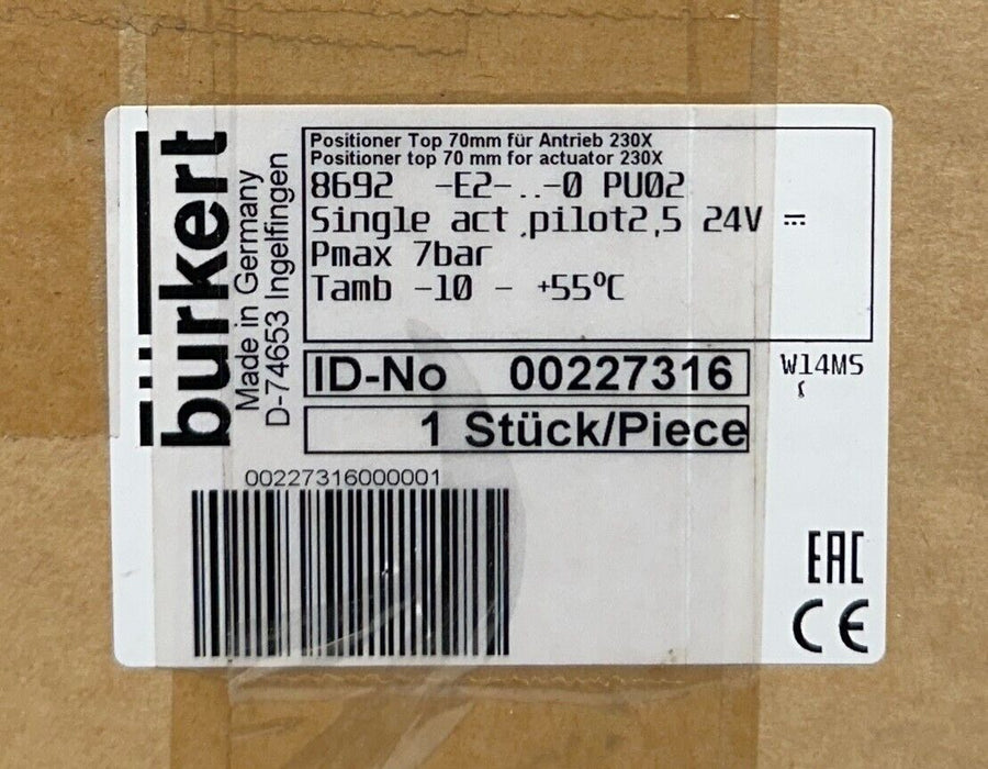 BURKERT 8692-E2-10-0 PU02 / 00227316 / 227316 POSITIONER TOP 70mm 230X 24V NSMP
