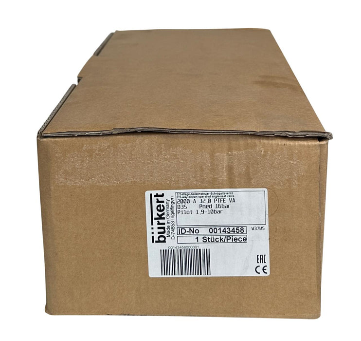 BURKERT 2000 A 32,0 PTFE VA / 00143458 PNEUMATIC ANGLE SEAT VALVE 2/2-WAY NSMP