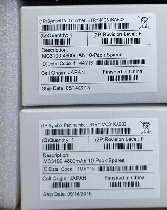 2 SYMBOL BTRY-MC31KAB02 / BTRYMC31KAB02 MC3100 4800mAh BATTERIES NSMP
