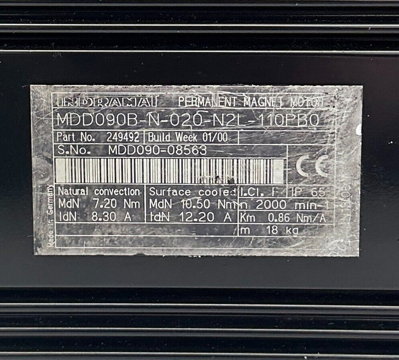 INDRAMAT MDD090B-N-020-N2L-110PB0 / R911249492 / 249492 SERVO MOTOR 3PH REMAN