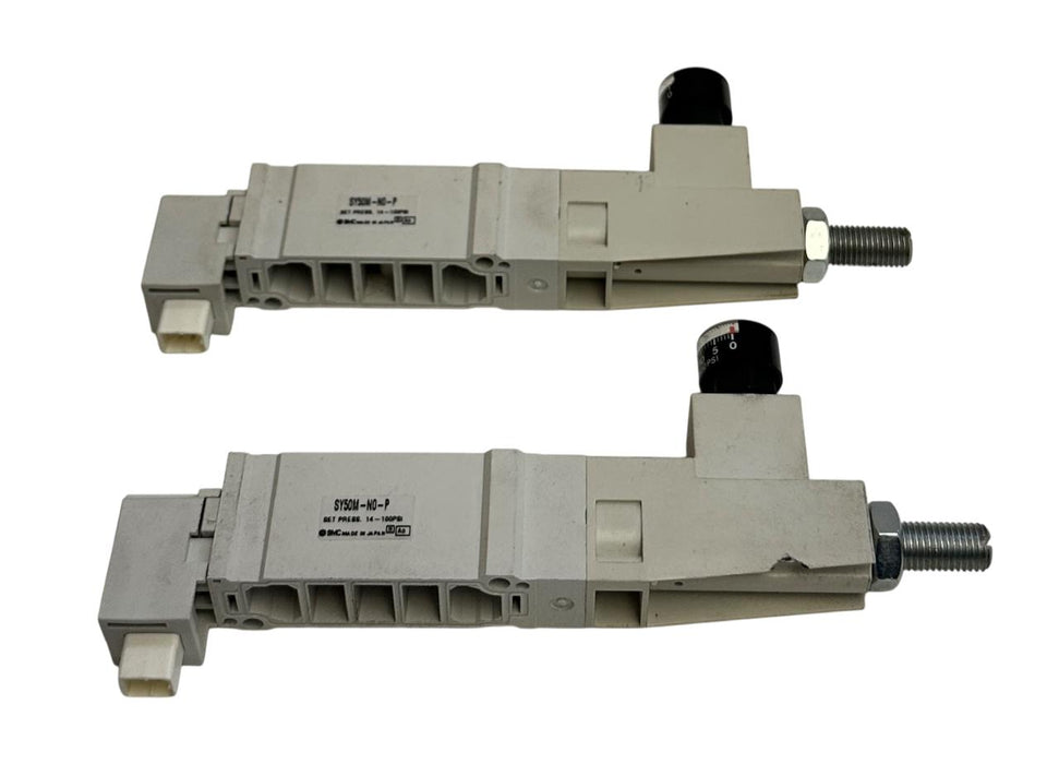 2 SMC SY50M-N0-P / SY50MN0P PNEUMATIC PRESSURE REGULATORS W/ GAUGE 1-PORT USNP
