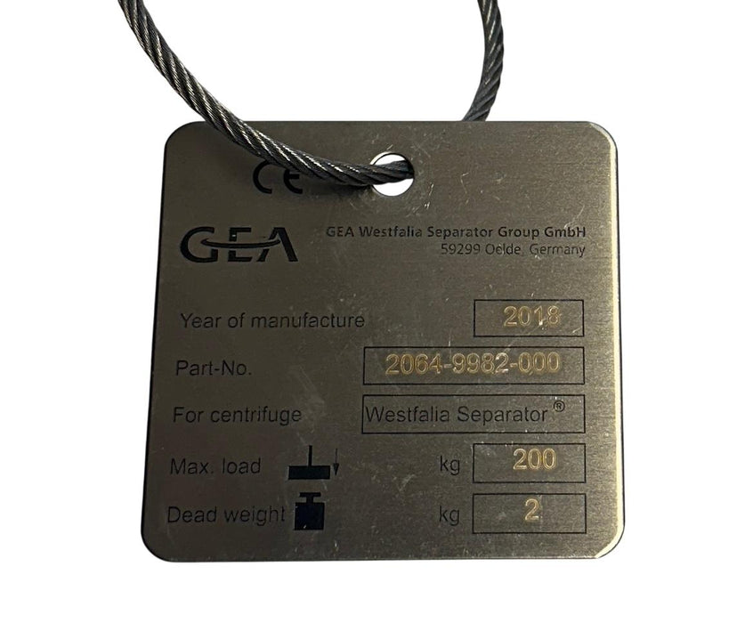 GEA 2064-9982-000 / 20649982000 EYE-BOLT ASSEMBLY FOR WESTFALIA SEPARATOR NSNP