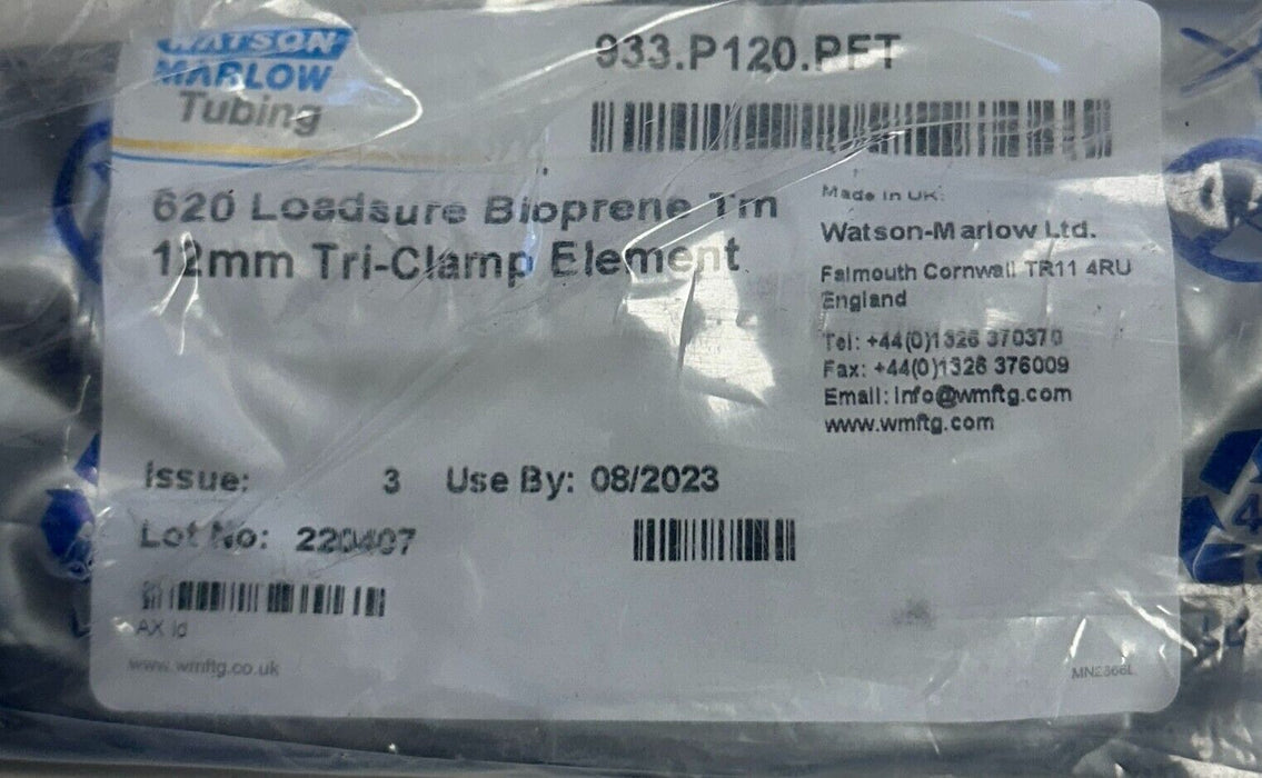 WATSON MARLOW 933.P120.PFT / 933P120PFT OEM 620 LOADSURE 12mm ELEMENT NSFS