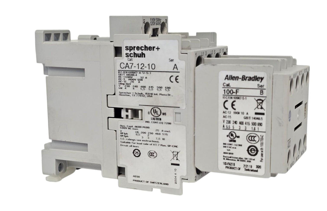SPRECHER + SCHUH CA7-12-10 CONTACTOR W/ ALLEN BRADLEY 100-F SER B CONTACT BLOCK