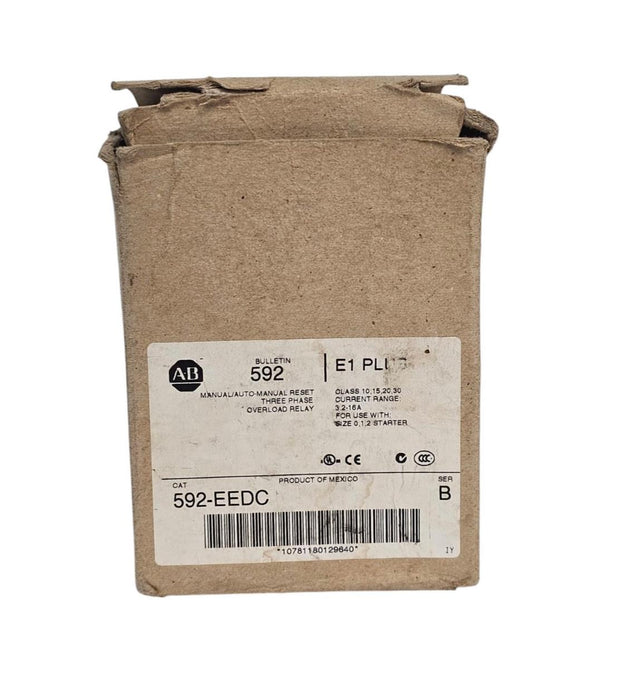 ALLEN BRADLEY 592-EEDC SER B OVERLOAD RELAY E1 PLUS 3 PHASE 3.2-16A SIZE 0-2