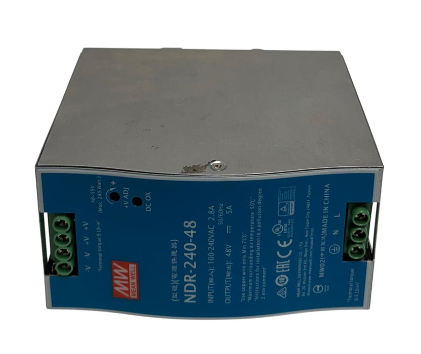 MEAN WELL NDR-240-48 / NDR24048 POWER SUPPLY 100-240VAC INPUT 48V OUTPUT USNP