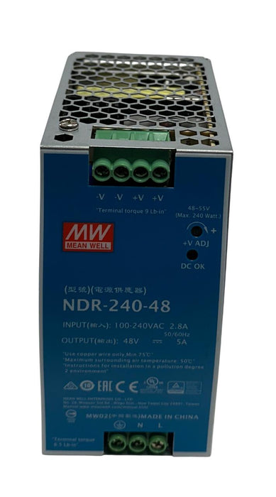 MEAN WELL NDR-240-48 / NDR24048 POWER SUPPLY 100-240VAC INPUT 48V OUTPUT USNP