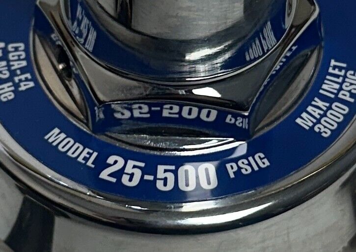 RADNOR BY HARRIS 25-500 PSIG / 25500 GAS REGULATOR CGA-E4 Ar N2 He 3000PSIG USNP