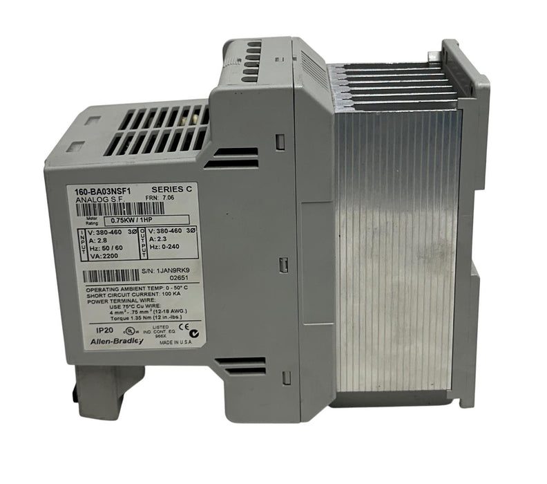 ALLEN BRADLEY 160-BA03NSF1 /C VARIABLE SPEED DRIVE SSC SERIES 0.75kW/1HP USNP
