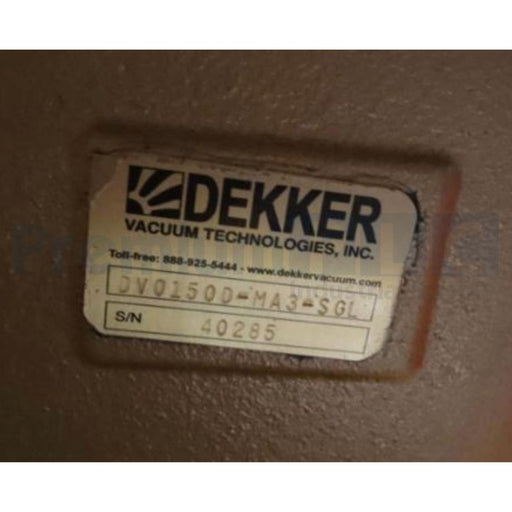 DEKKER DV0150D-MA3-SGL LIQUID RING VACUUM PUMP 10HP, 150cfm, 230/460V, 1" IN/OUT