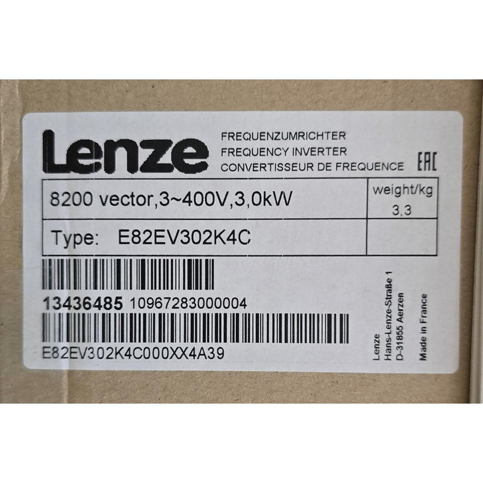 LENZE E82EV302_4C / E82EV302K4C VER. 4A39 8200 VECTOR INVERTER 3kW 13436485 NSMP
