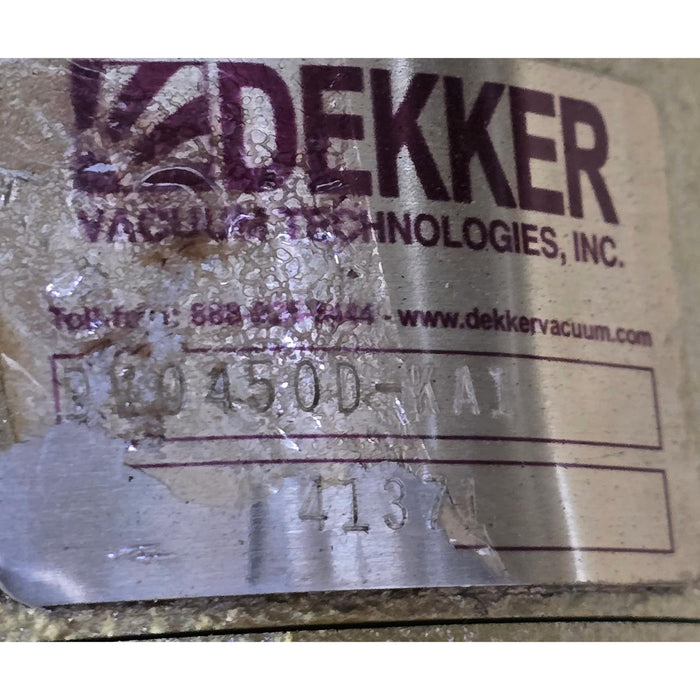 DEKKER DV0450D-KA1 TiTAN SINGLE-STAGE BARE-SHAFT VACUUM PUMP 25HP 410CFM REFURB