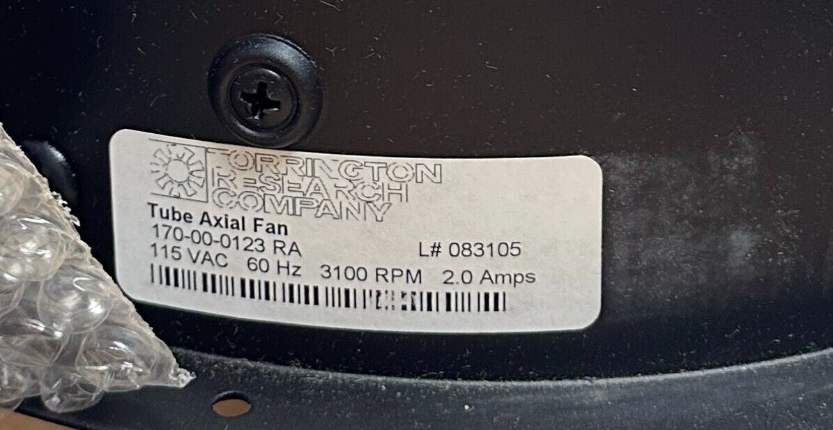TORRINGTON RESEARCH COMPANY 170-00-0123 RA / 71625623 TUBE AXIAL FAN 115VAC NSMP