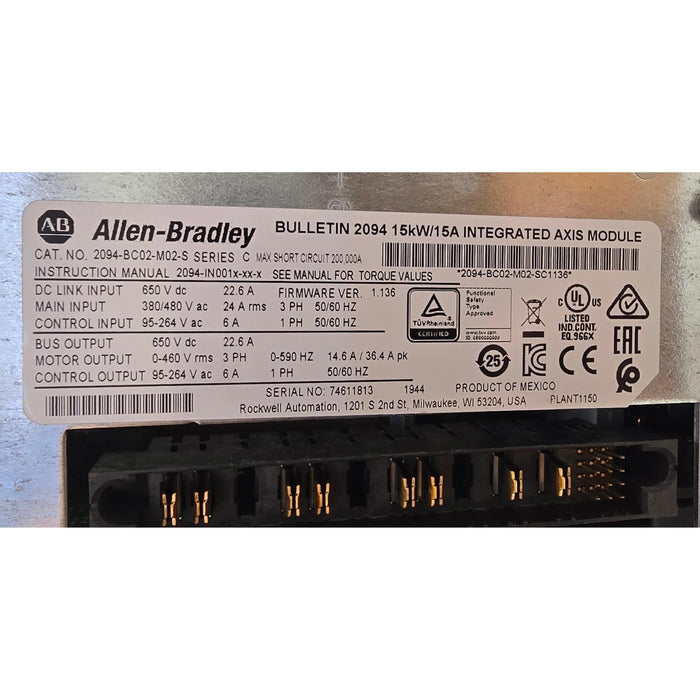 ALLEN BRADLEY 2094-BC02-M02-S /C Kinetix 6000 15kW INTERGRATED AXIS MODULE NSMP