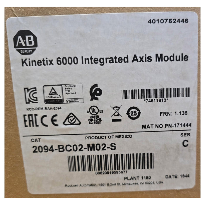 ALLEN BRADLEY 2094-BC02-M02-S /C Kinetix 6000 15kW INTERGRATED AXIS MODULE NSMP