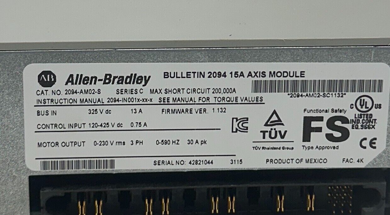 ALLEN BRADLEY 2094-BC01-M01-S /C KINETIX 6000 MULTI-AXIS SERVO DRIVE 6kW/9A NSMP