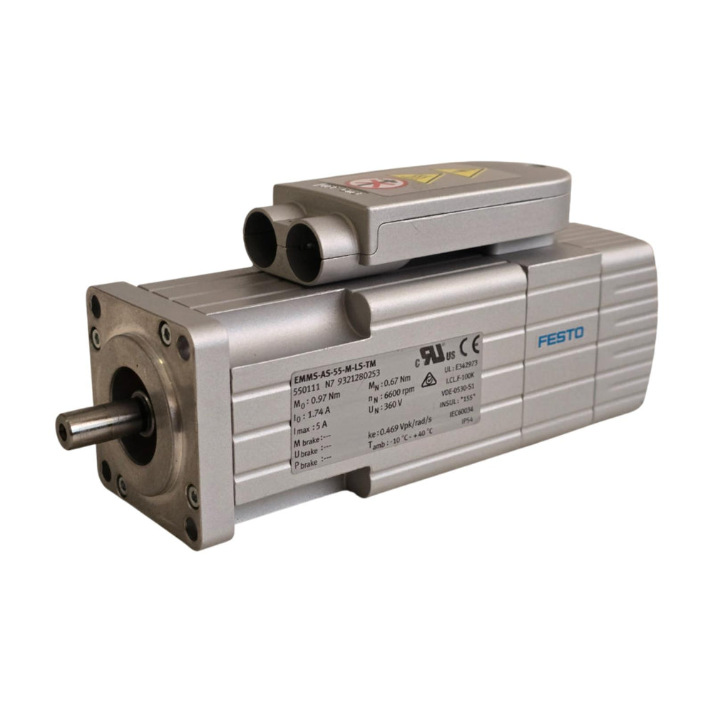 FESTO 550111 EMMS-AS DC SERVO MOTOR EMMS-AS-55-M-LS-TM 360VDC NUPI