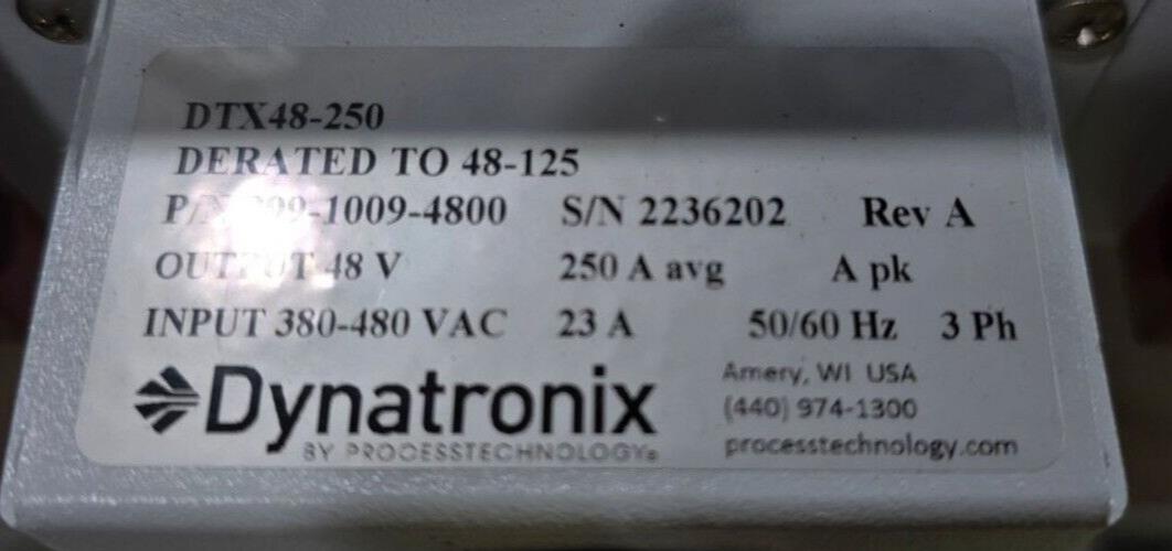 DYNATRONIX DTX48-250 SERIES DTX-12000 DC POWER SUPPLY 12,000W P/N 999-1009-4800