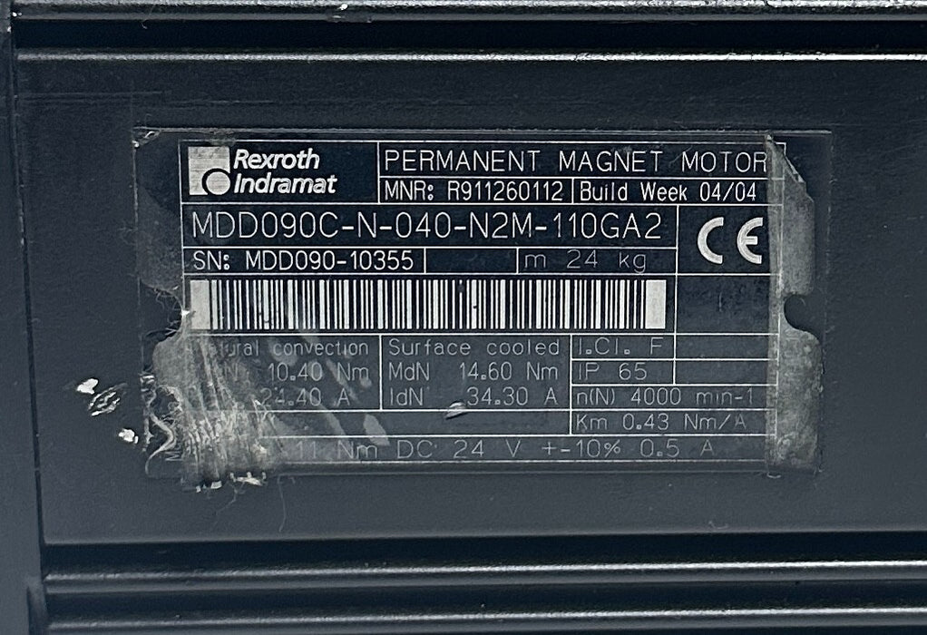 REXROTH MDD090C-N-040-N2M-110GA2 / R911260112 SERVO MOTOR 24VDC BRAKE REPAIRED