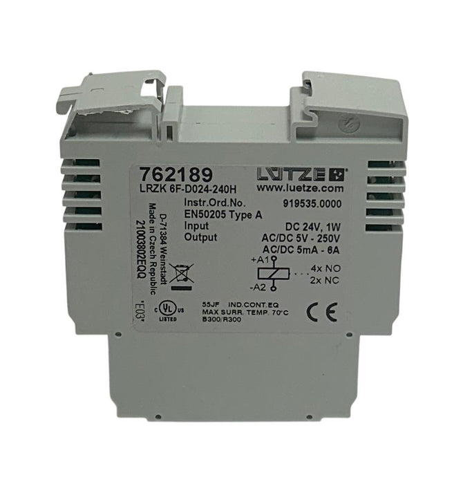 LUTZE / LUETZE LRZK 6F-D024-240H / 762189 RELAY MODULE 24VDC 2NC/2NO NSMP