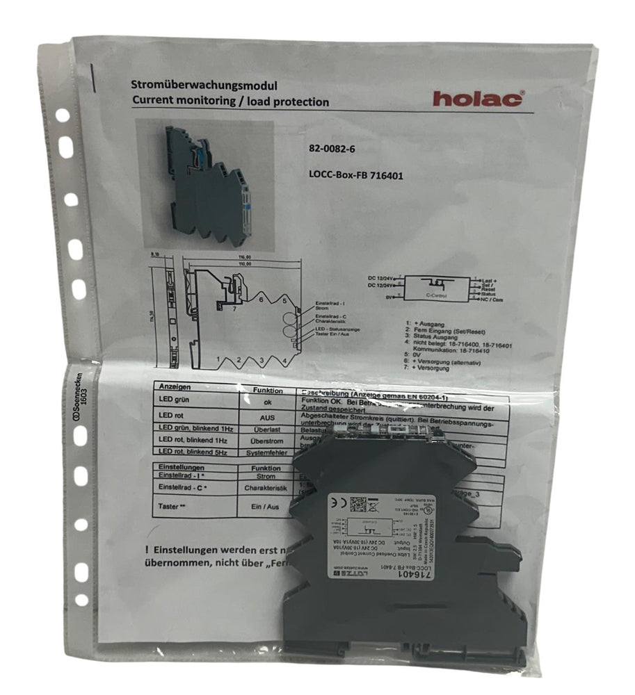 LUTZE / LUETZE LOCC-Box-FB 7-6401 / 716401 OVERLOAD CURRENT CONTROL 24VDC NSMP