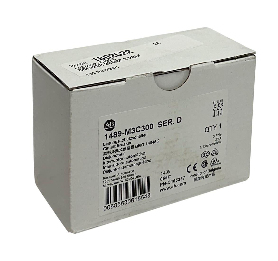 ALLEN BRADLEY 1489-M3C300 /D CIRCUIT BREAKER 1489-M SERIES 3-POLE 30A NSMP