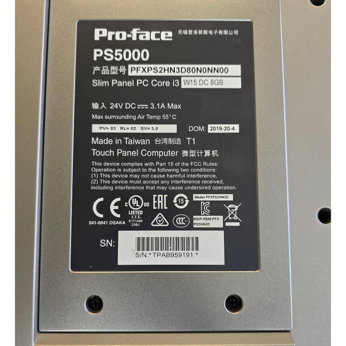 Pro-face PS5000 PFXPS2HN3D80N0NN00 SLIM PANEL PC CORE i3 W15 DC 8GB PS5711W NSNP