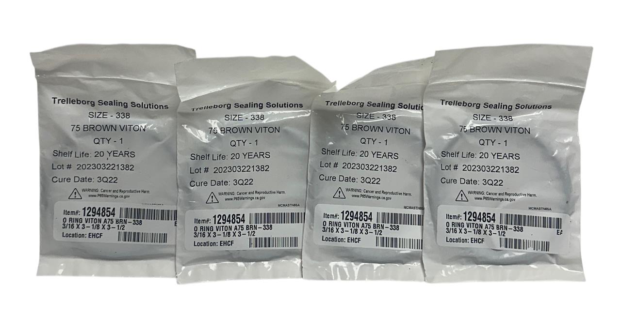4 TRELLEBORG SEALING SOLUTIONS MCMASTN65A SIZE 338 OEM O-RINGS 75 VITON NSFS