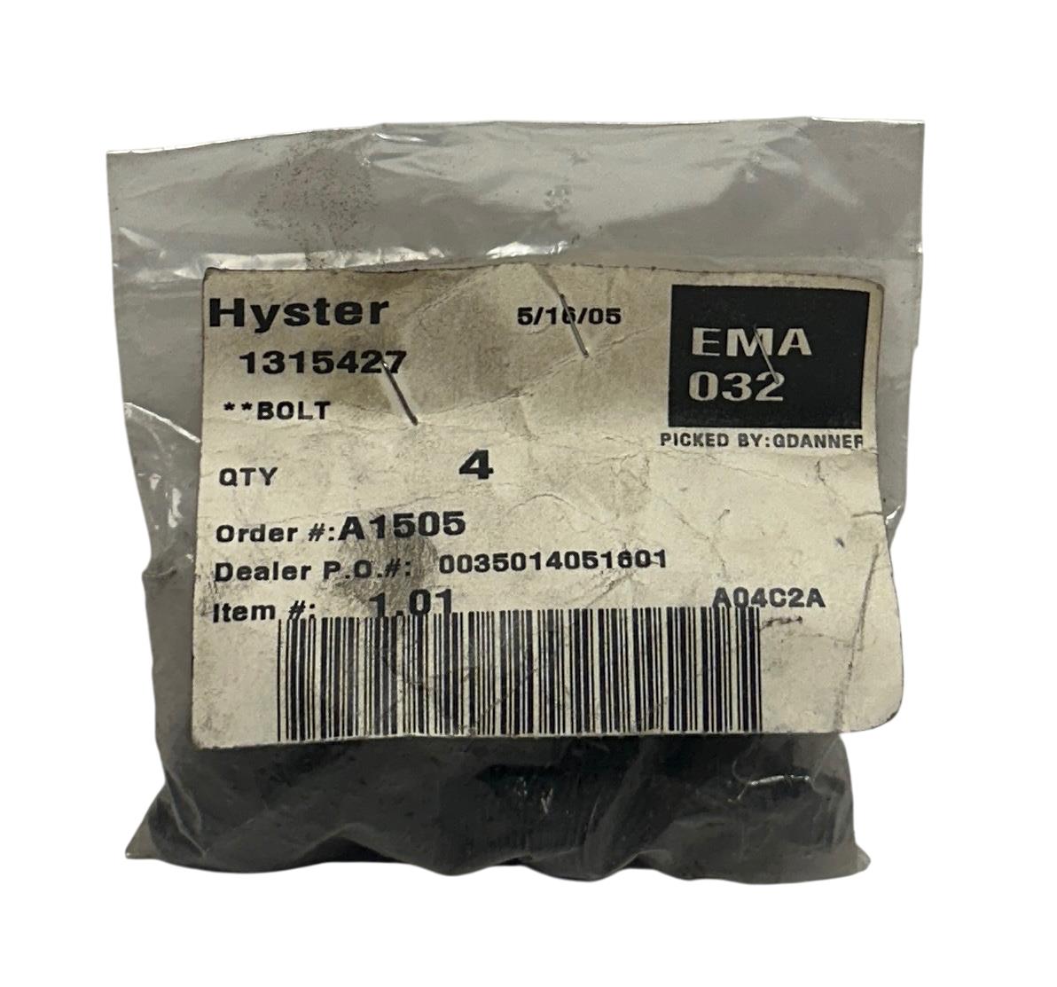 4 HYSTER 1315427 / HY1315427 OEM BOLTS FOR FORKLIFT NSNP