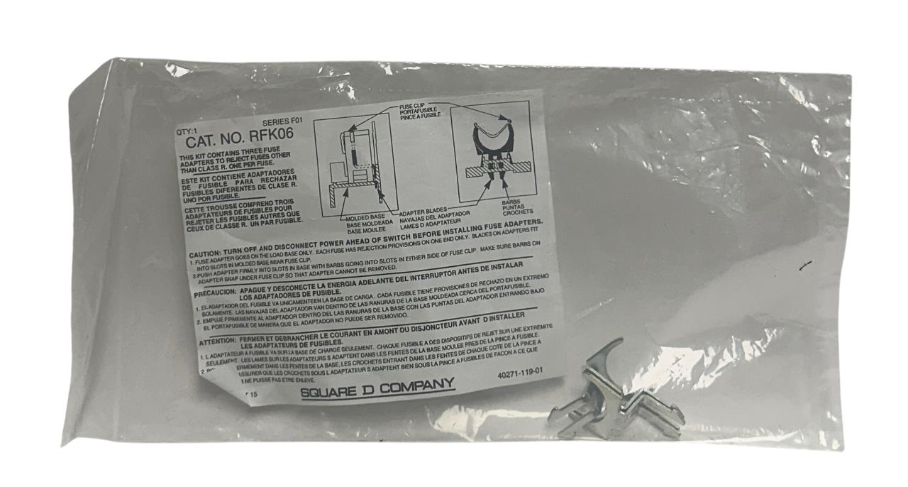 4 SQUARE D RFK06 SAFETY SWITCH FUSE KITS SERIES F01 3-ADAPTERS PER BAG NSFS