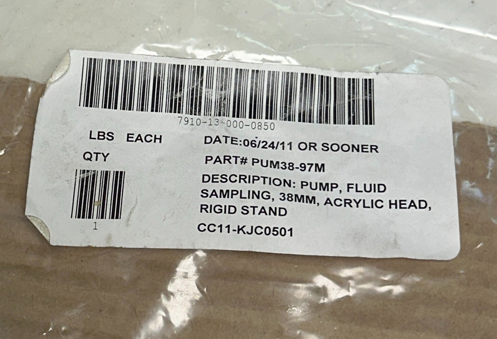 EasyVac PUM38-97M / PUM3897M / 38-97M FLUID SAMPLING PUMP 38mm ACRYLIC HEAD NSNP