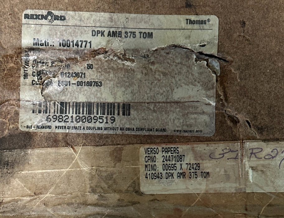 THOMAS REXNORD DPK AMR 375 TOM / 10014771 / 410943 FLEXIBLE DISC COUPLING NSFS