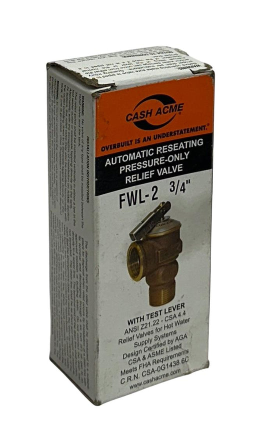 CASH ACME FWL-2 / FWL2 AUTOMATIC RESEATING RELIEF VALVE 3/4'' OEM NSMP
